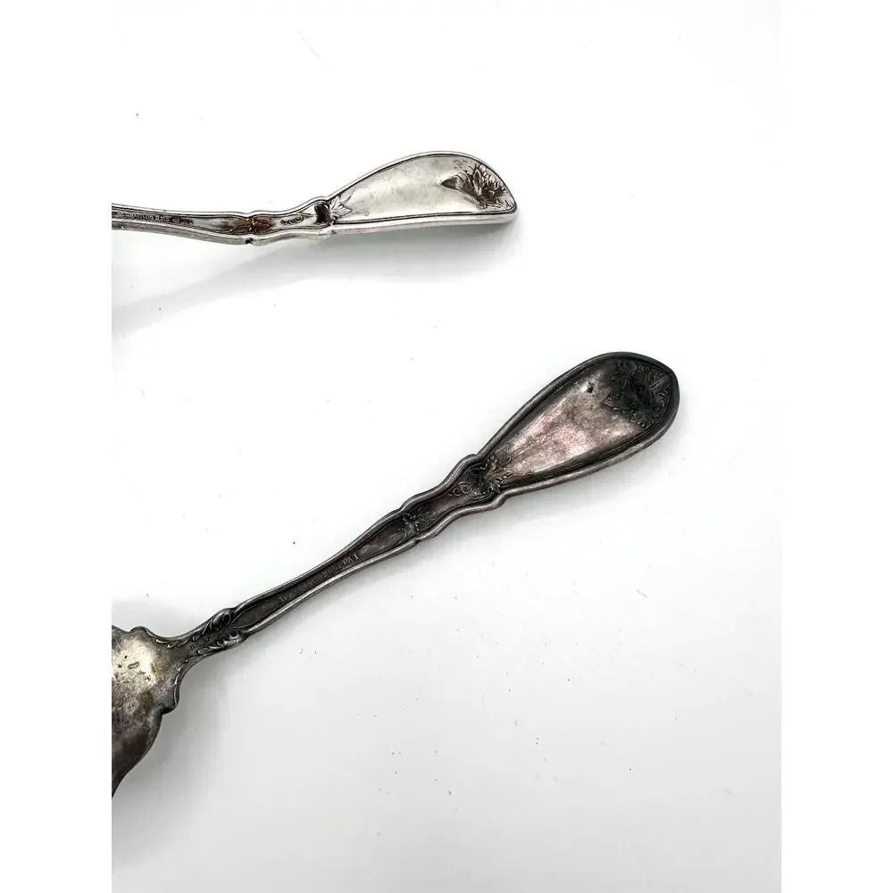 1881 Rogers A1 Silver Plate La Vigne Grapes Soup Gravy Ladle & Meat Fork 8.25”